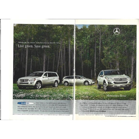 Mercedes Benz BlueTEC SUV Automobile 2000s Vintage Print Ad 2 PAGE 10 inch - Picture 1 of 2